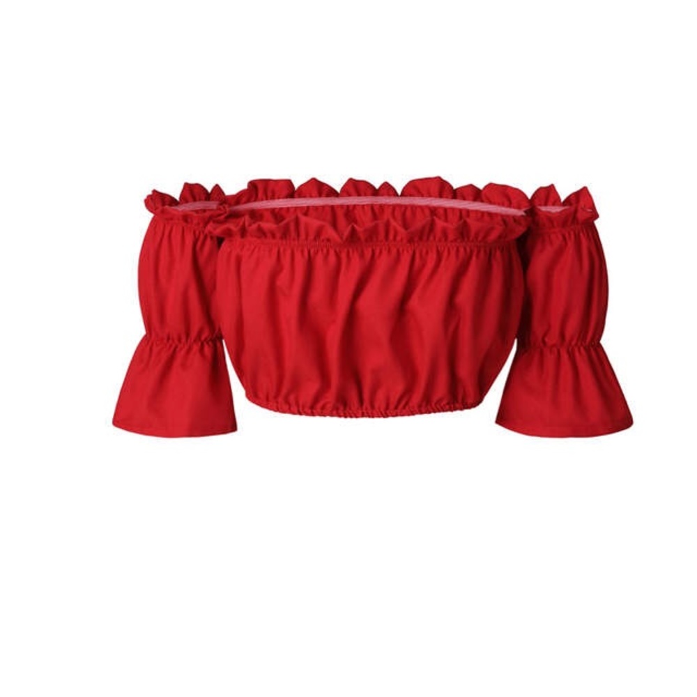 Red summer lantern off shoulder strapless crop top - Picture 4 of 6